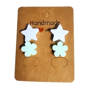 Starlit Bloom Acrylic Stud Earrings – 2 Pair